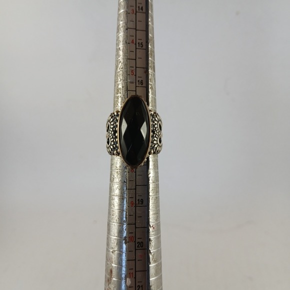 Carolyn Pollack Relios Sterling Silver Ring Size 7 Faceted Onyx Heart Accents - Picture 14 of 16